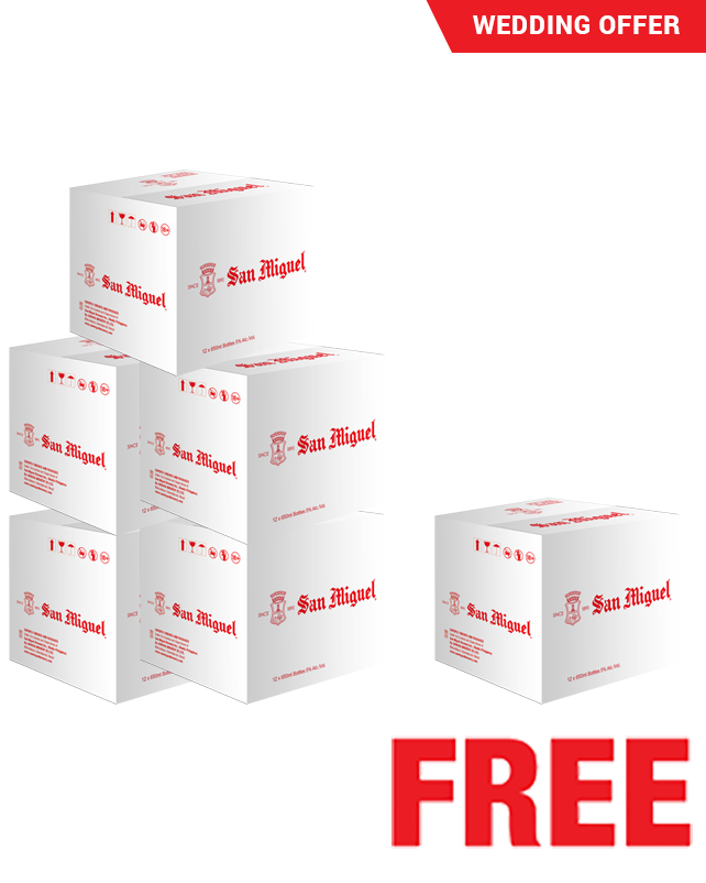 San Miguel 650ML x 60 Bottles + 12 Bottles Free (Wedding Offer) San Miguel 650ML x 60 Bottles + 12 Bottles Free (Wedding Offer)