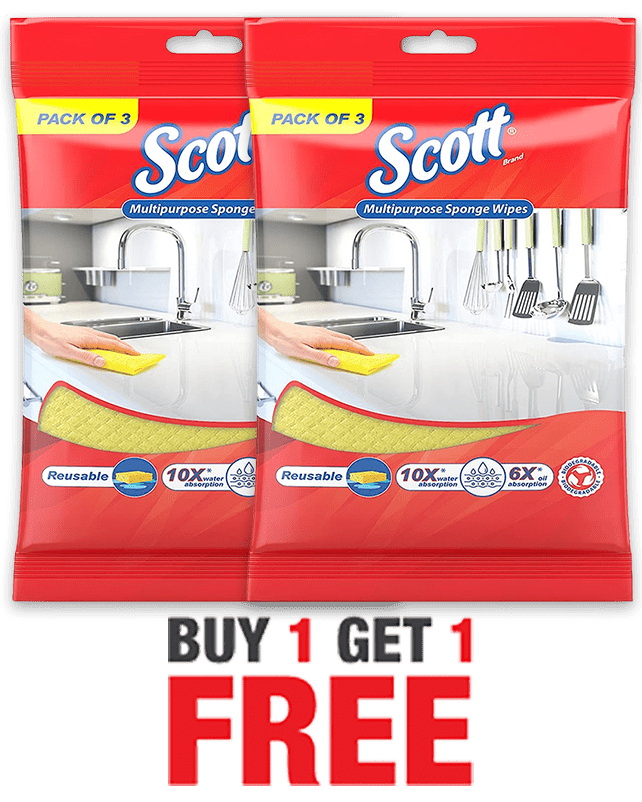 Kimberly Clark Scott Multipurpose Sponge Wipes 3's Buy1 Get1 Free Kimberly Clark Scott Multipurpose Sponge Wipes 3's Buy1 Get1 Free