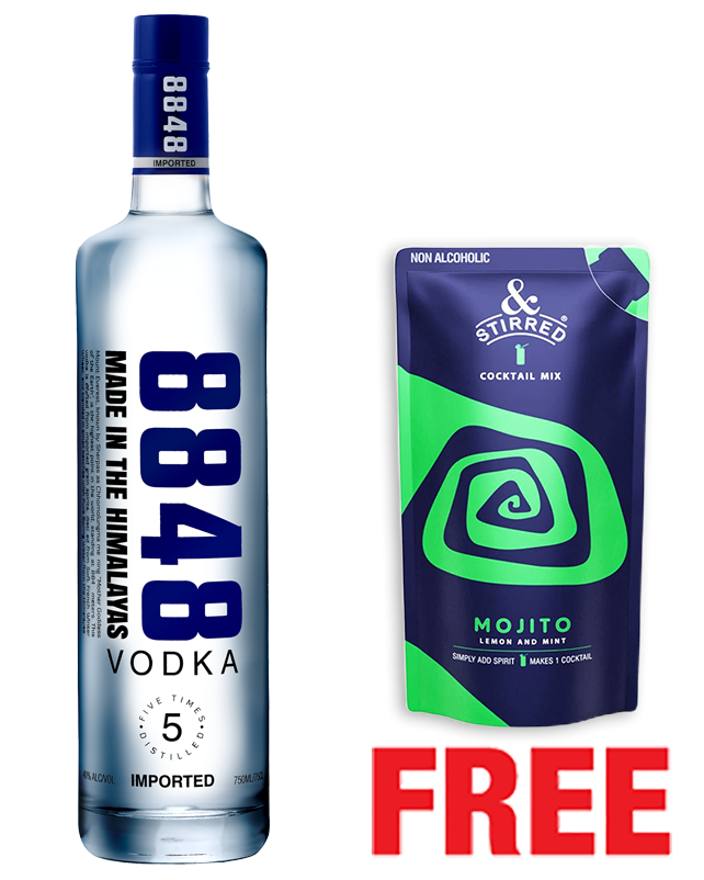 8848 Vodka 750ML + 1 &Stirred Mojito Cocktail Mix 125ML FREE 8848 Vodka 750ML + 1 &Stirred Mojito Cocktail Mix 125ML FREE