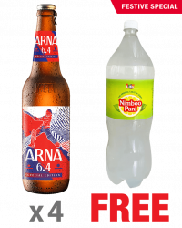 Arna 6.4 650ML x 4 Bottles + 1 Life Nimboo Pani 2.25L Free