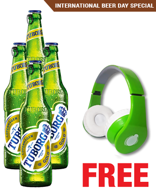 Tuborg 650ML x 4 Bottles + 1 Headphone Free Tuborg 650ML x 4 Bottles + 1 Headphone Free
