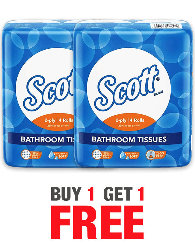 Kimberly Clark Scott Bathroom Tissues 2Ply 4 Rolls Buy1 Get1 - 54003A