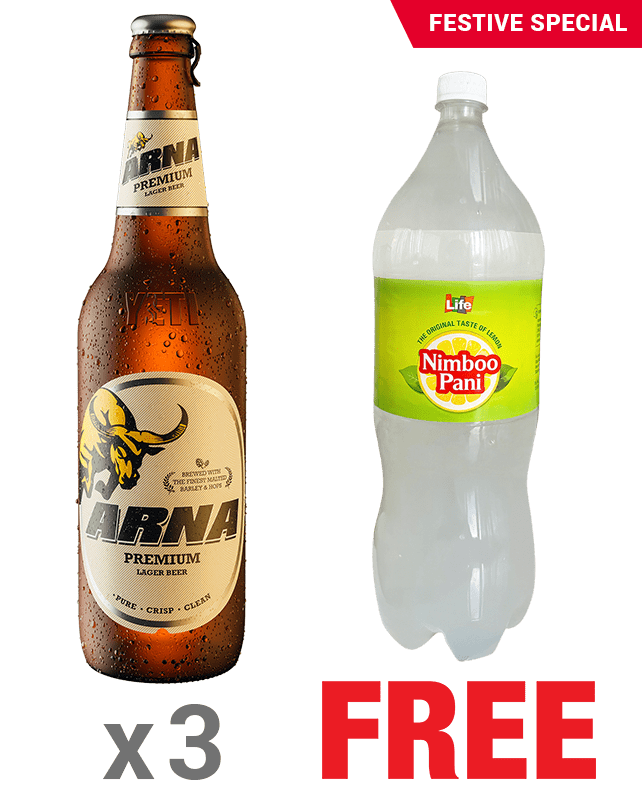 Arna Premium 650ML x 3 Bottles + 1 Life Nimboo Pani 2.25L Free