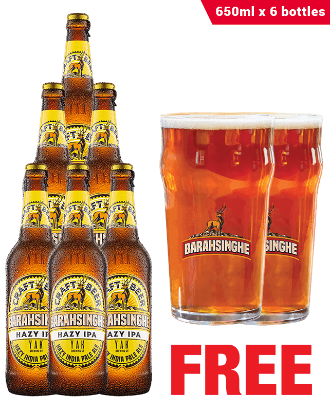 Barahsinghe Hazy IPA 650ML x 6 Bottles + 2 Glasses Free