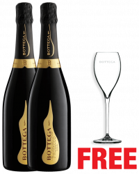 Bottega Poeti Prosecco DOC Spumante 750ML x 2 Bottles + 1 Glass Free