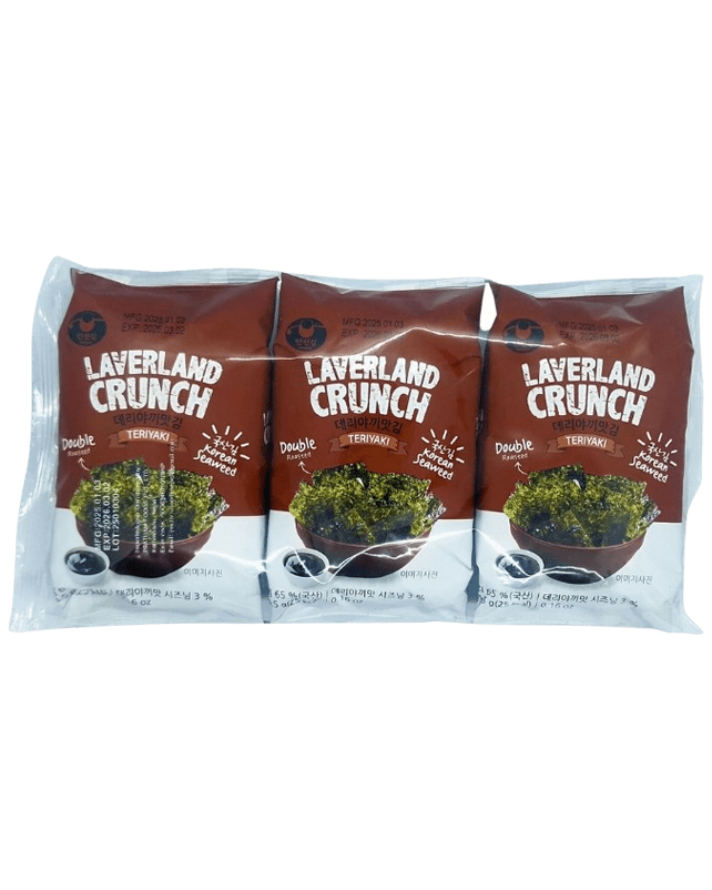 Laverland Crunch Teriyaki Seaweed 13.5G (4.5G x 3's) Laverland Crunch Teriyaki Seaweed 13.5G (4.5G x 3's)