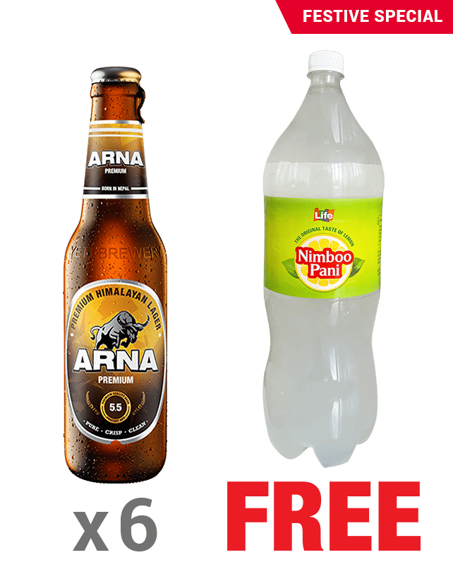 Arna Premium 330ML x 6 Bottles + 1 Life Nimboo Pani 2.25L Free