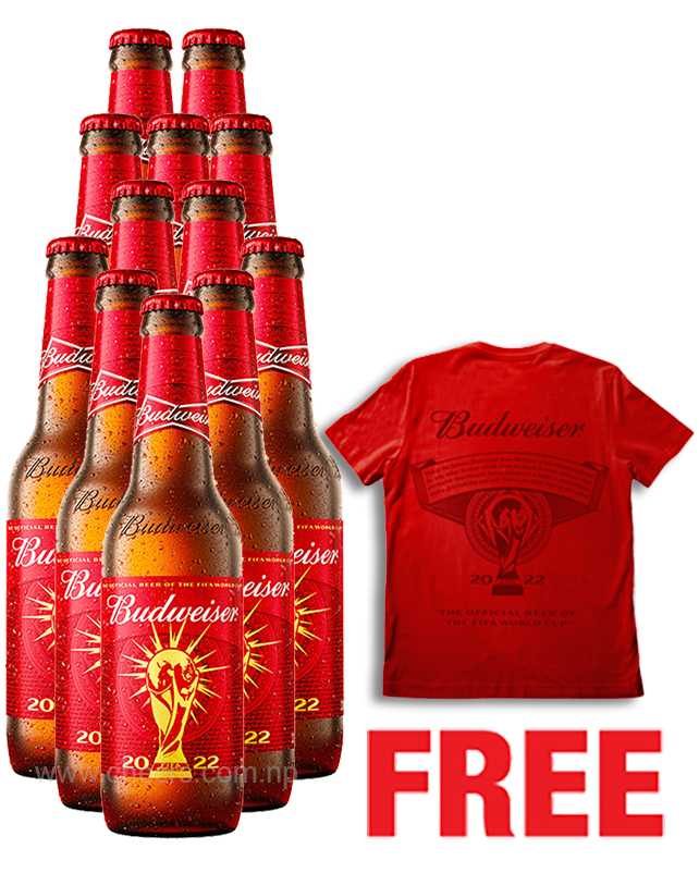 Budweiser FIFA 330ML x 12 Bottles + 1 T-Shirt Free Budweiser FIFA 330ML x 12 Bottles + 1 T-Shirt Free