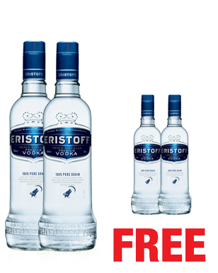 Eristoff 375ML x 2 Bottles + 180ML x 2 Bottle FREE Eristoff 375ML x 2 Bottles + 180ML x 2 Bottle FREE