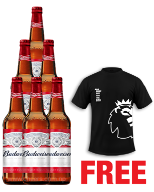 Budweiser 650ML x 6 Bottles + 1 EPL T-Shirt Free Budweiser 650ML x 6 Bottles + 1 EPL T-Shirt Free