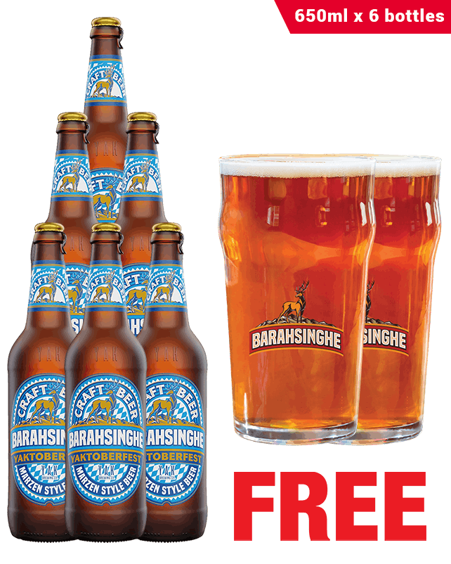Barahsinghe Yaktoberfest 650ML x 6 Bottles + 2 Glasses Free