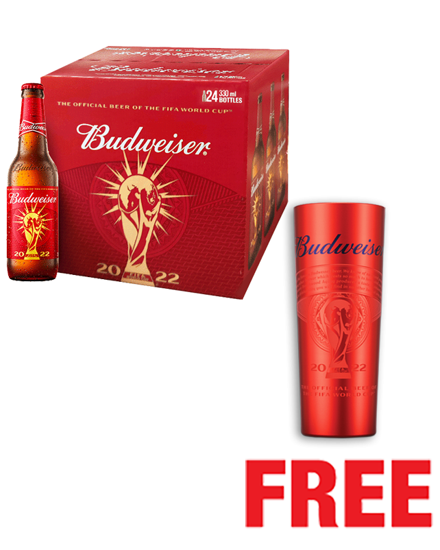 Budweiser FIFA 330ML x 24 Bottles + 1 Aluminum Cup Free Budweiser FIFA 330ML x 24 Bottles + 1 Aluminum Cup Free