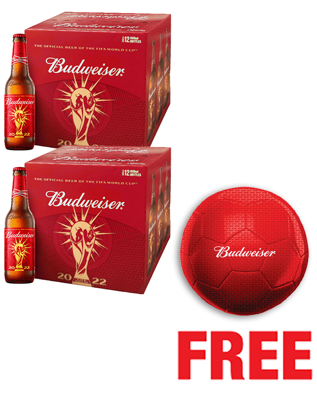 Budweiser FIFA 650ML x 24 Bottles + 1 Football Free Budweiser FIFA 650ML x 24 Bottles + 1 Football Free