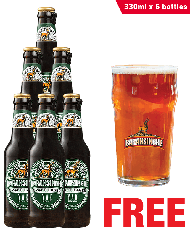 Barahsinghe Craft Lager 330ML x 6 Bottles + 1 Glass Free