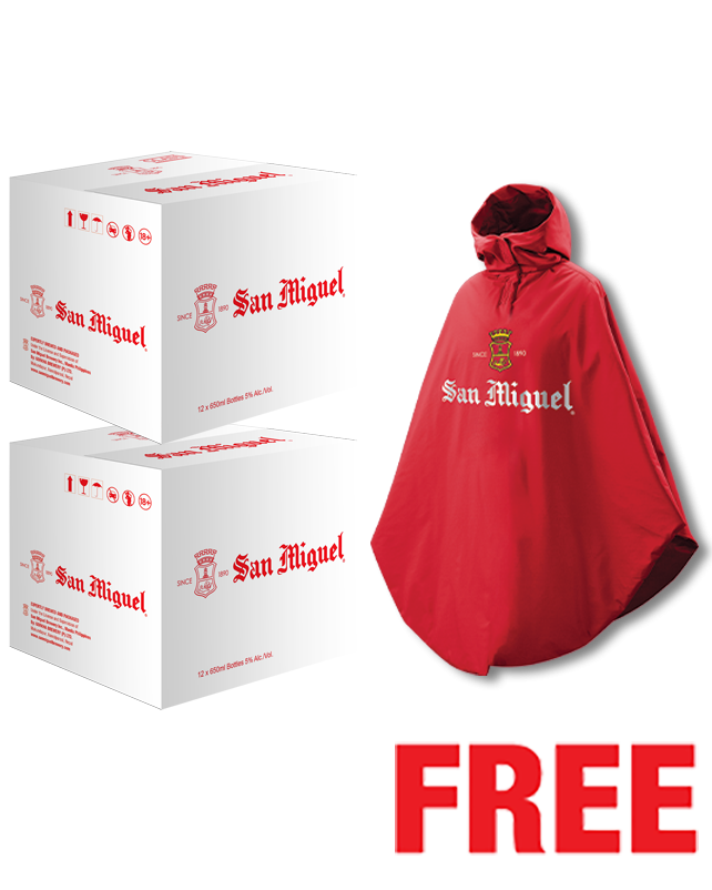 San Miguel 650ML x 24 Bottles + 1 Double Rain Coat Free San Miguel 650ML x 24 Bottles + 1 Double Rain Coat Free