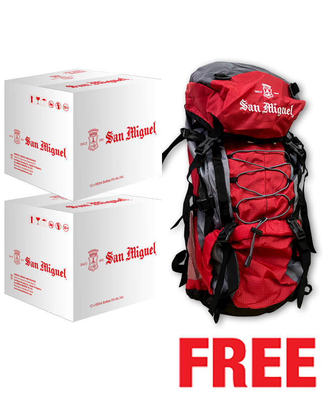 San Miguel 650ML x 24 Bottles + 1 Trekking Bag Free San Miguel 650ML x 24 Bottles + 1 Trekking Bag Free