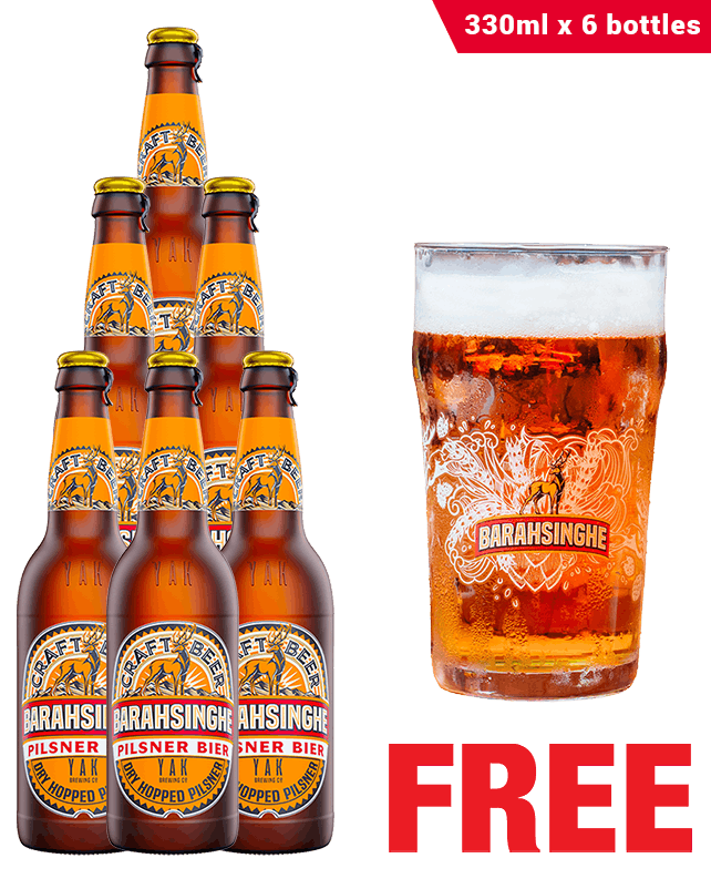 Barahsinghe Pilsner 330ML x 6 Bottles + 1 Glass Free