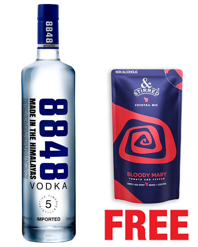 8848 Vodka 750ML + 1 &Stirred Bloody Mary Cocktail Mix 125ML FREE 8848 Vodka 750ML + 1 &Stirred Bloody Mary Cocktail Mix 125ML FREE