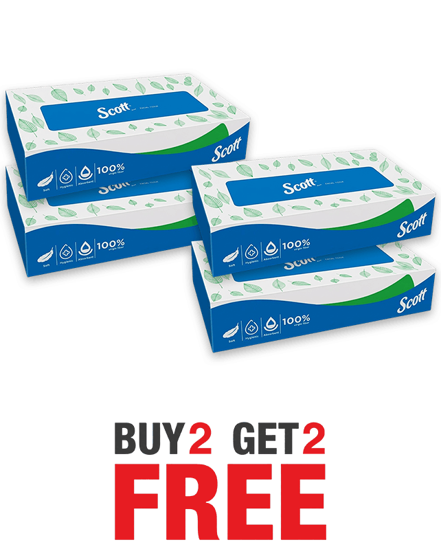 Kimberly Clark Scott Facial Tissues 2Ply 100 Pulls Buy2 Get2 - 51120A