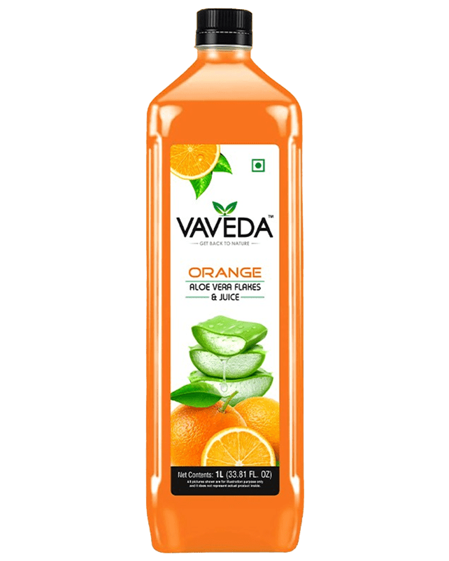 Vaveda Orange Aloe Vera Flakes & Juice 1L Vaveda Orange Aloe Vera Flakes & Juice 1L