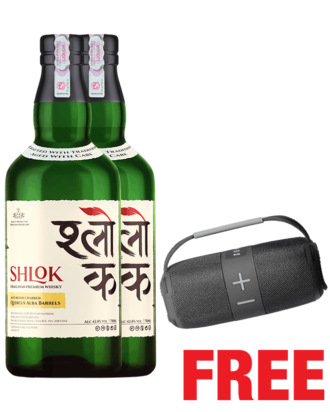 Shlok Whisky 750ML x 2 Bottles + 1 Bluetooth Speaker Free