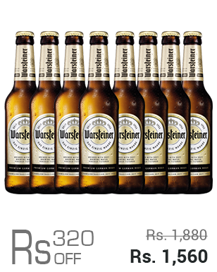Warsteiner 330ML x 8 Bottles (Rs 320 OFF) Warsteiner 330ML x 8 Bottles (Rs 320 OFF)